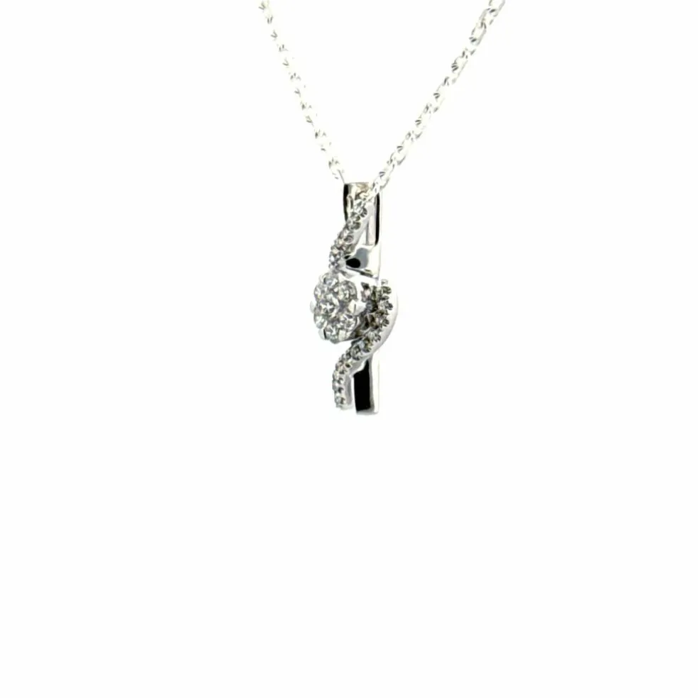 Pendentif Or Blanc Diamants
