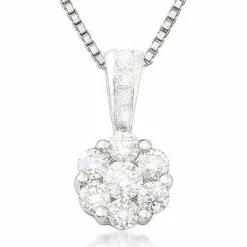 Pendentif or blanc et diamants