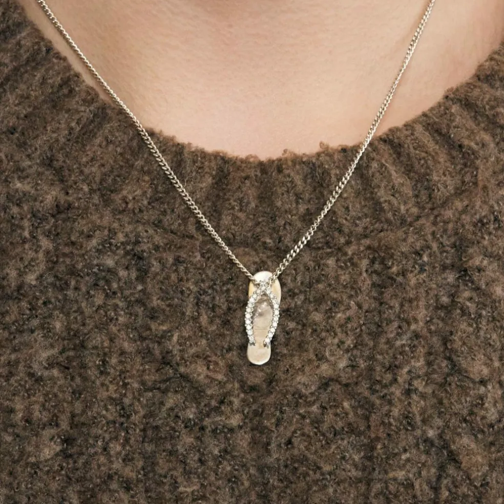 Pendentif or blanc et diamants