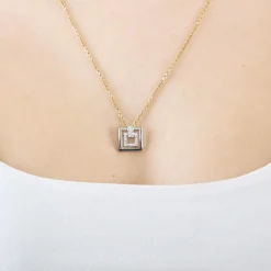 Pendentif or blanc et diamants
