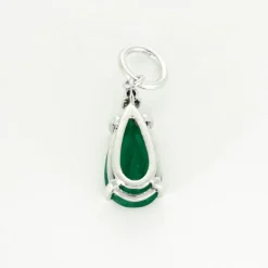 Pendentif or blanc et émeraude taille poire