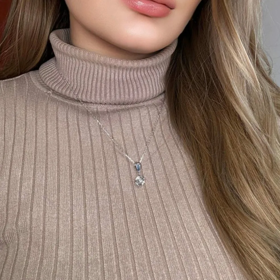 Pendentif Or Blanc 18k & Diamant