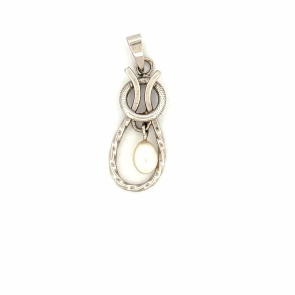 Pendentif or blanc perle