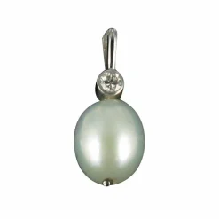 Pendentif Or blanc, Perle et Diamant