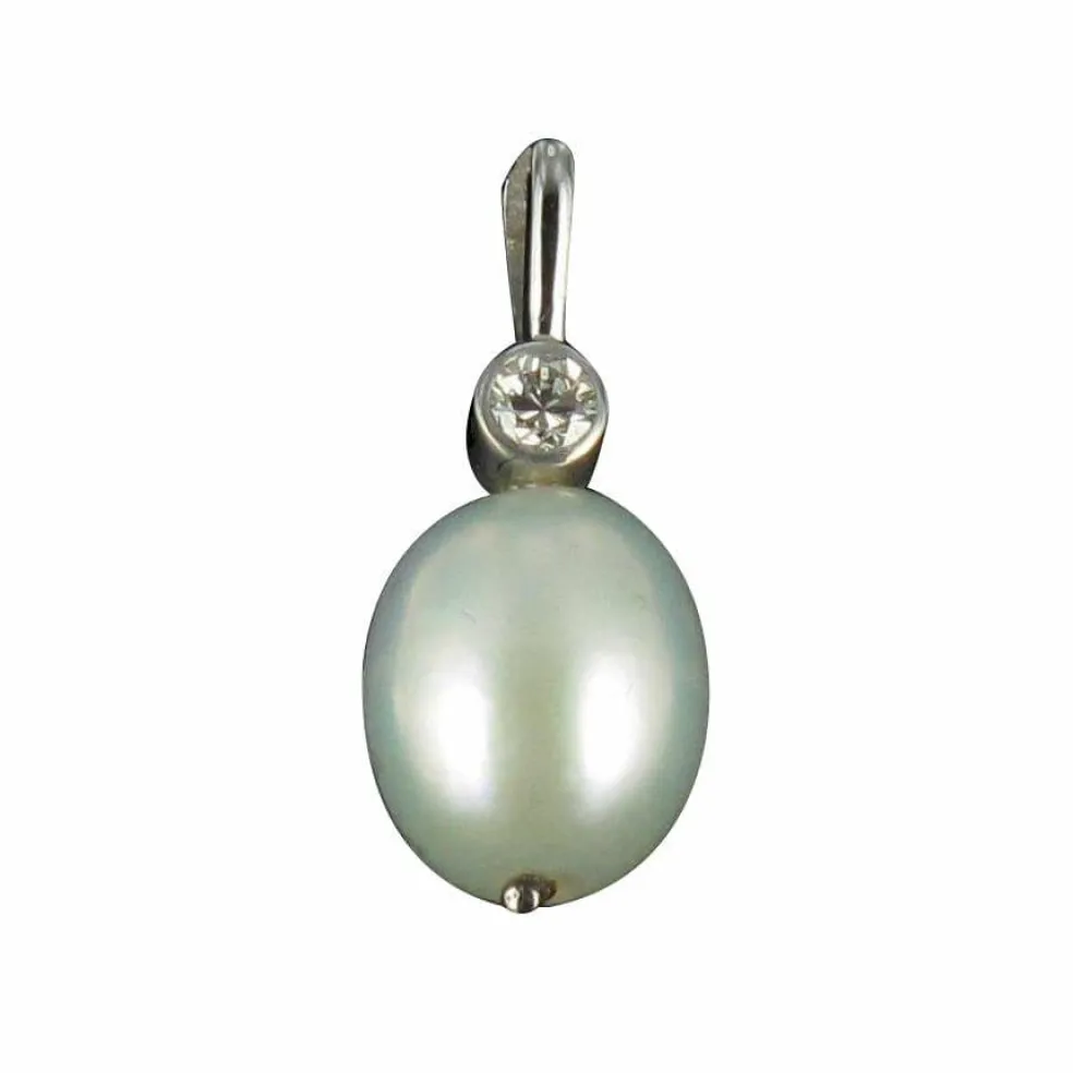 Pendentif Or blanc, Perle et Diamant