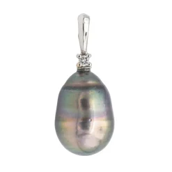 Pendentif Or blanc Perle de tahiti, Diamant