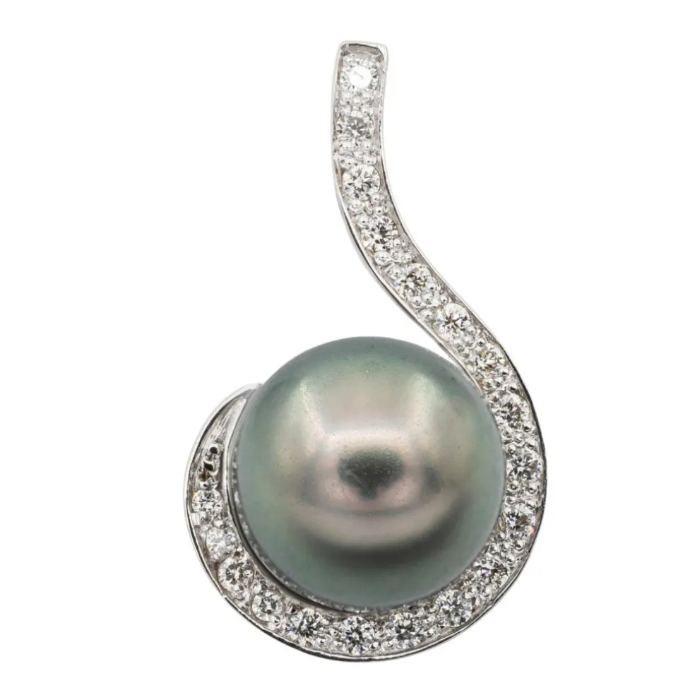 Pendentif Or blanc Perle de tahiti