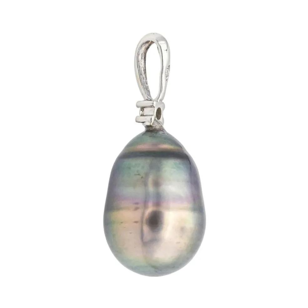 Pendentif Or blanc Perle de tahiti, Diamant