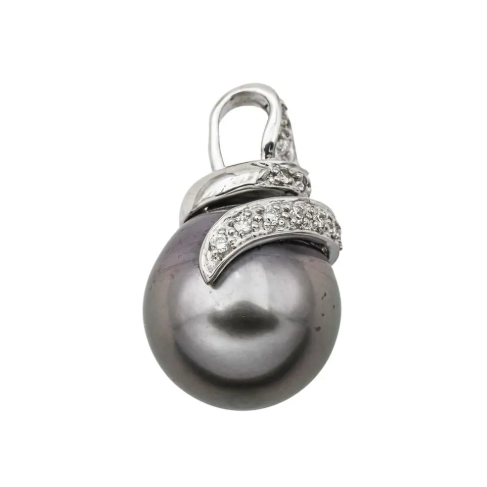 Pendentif Or blanc Perle de tahiti