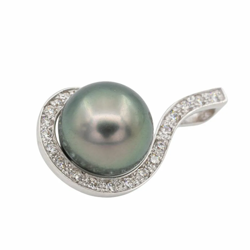 Pendentif Or blanc Perle de tahiti