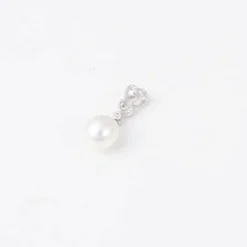 PENDENTIF OR BLANC PERLE DIAMANT