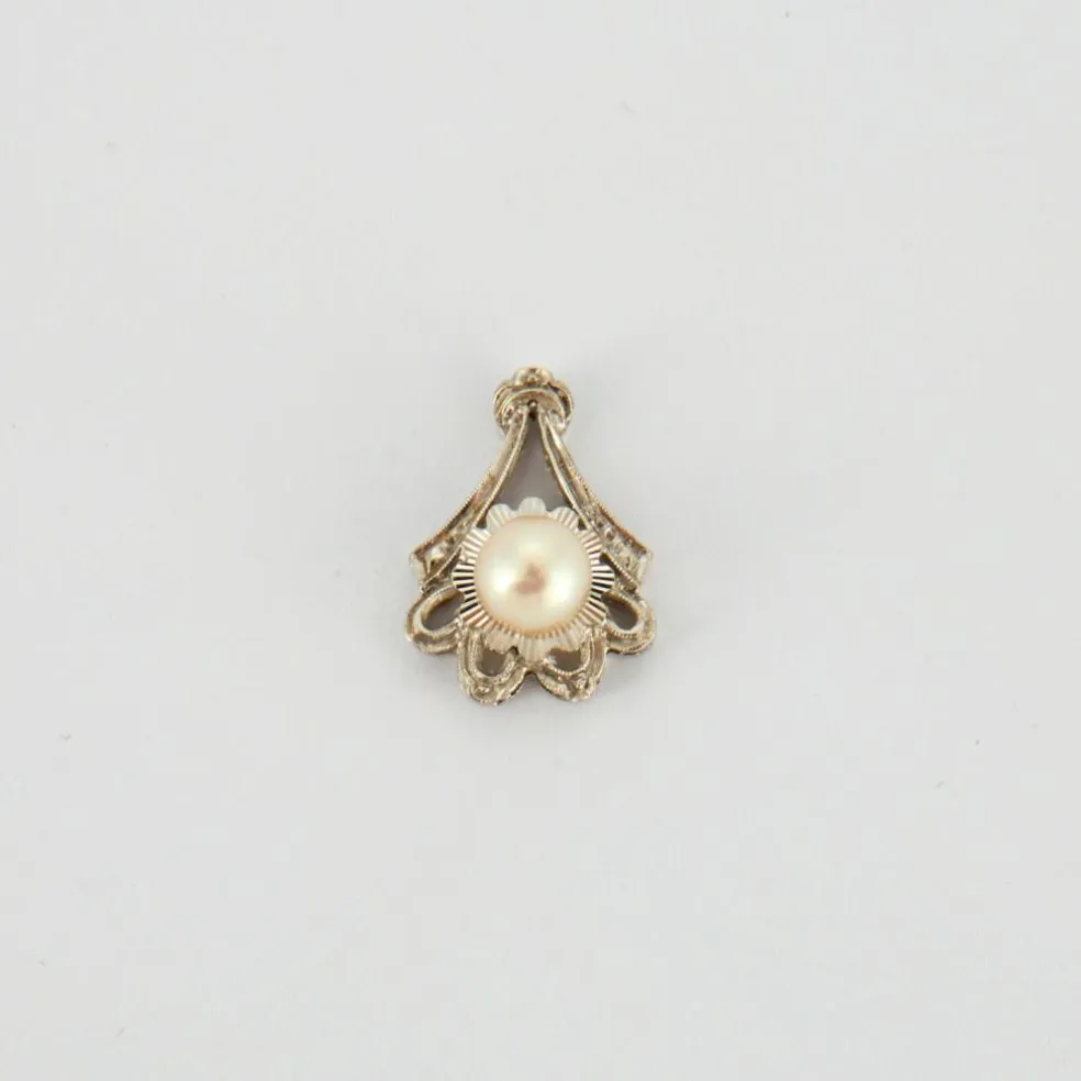 Pendentif or blanc perle de culture