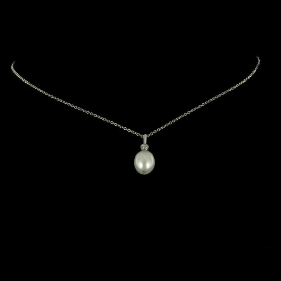 Pendentif Or blanc, Perle et Diamant