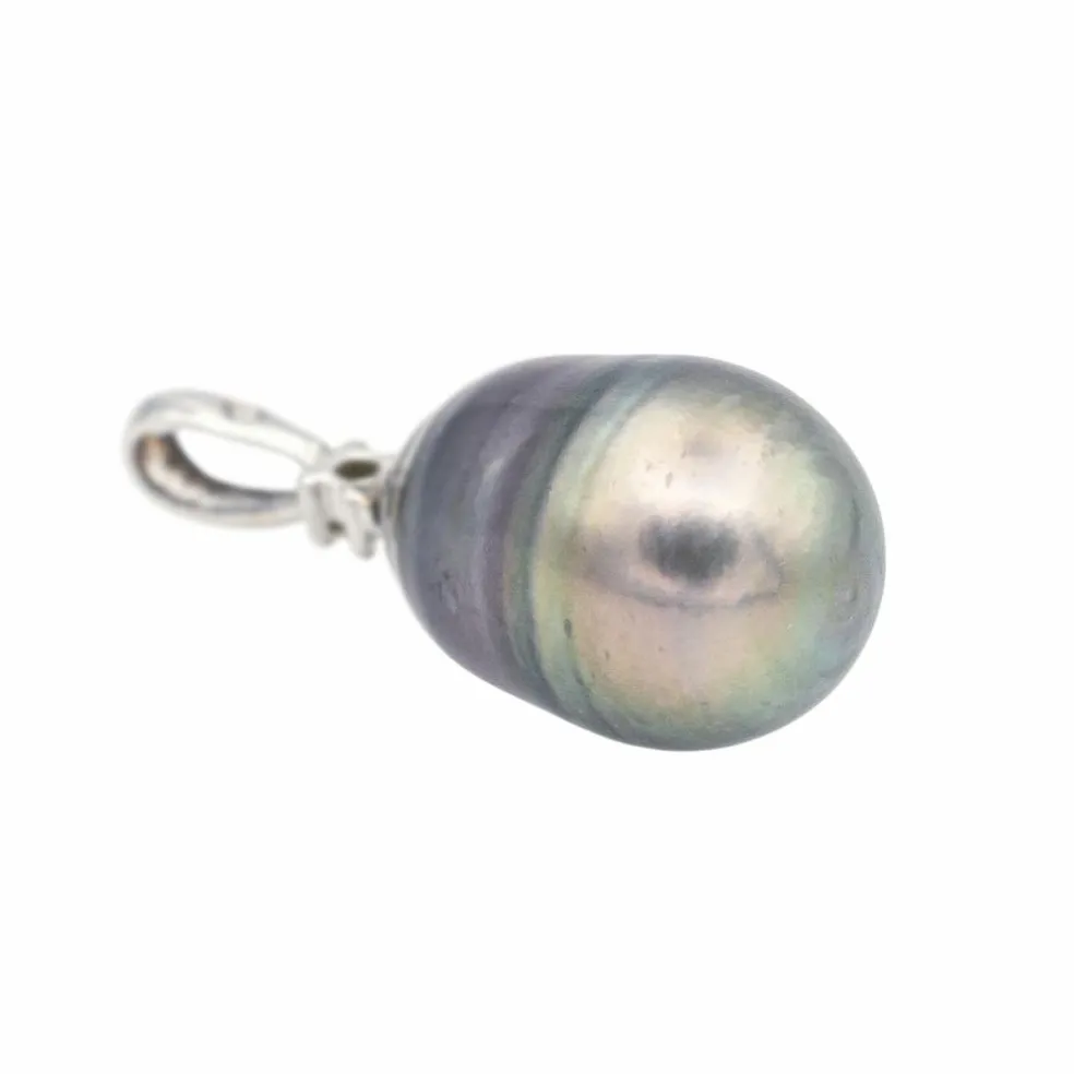 Pendentif Or blanc Perle de tahiti, Diamant