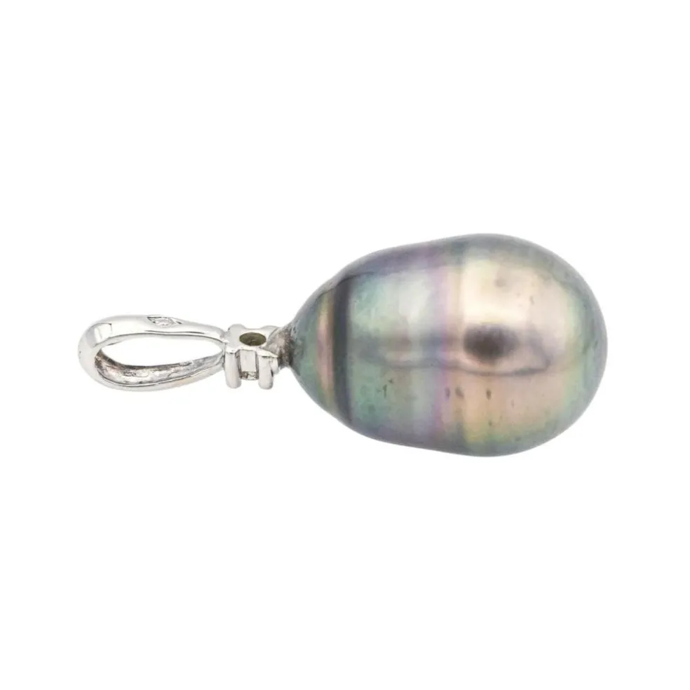 Pendentif Or blanc Perle de tahiti, Diamant