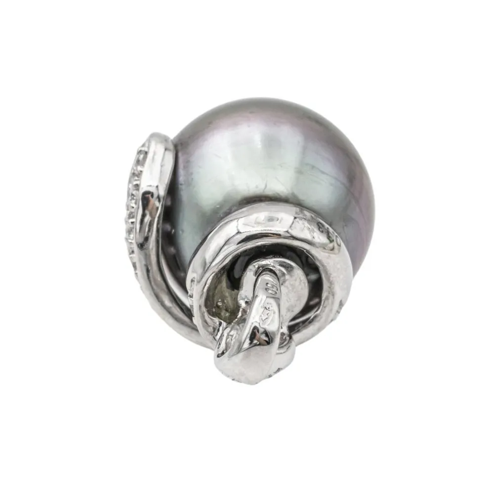 Pendentif Or blanc Perle de tahiti