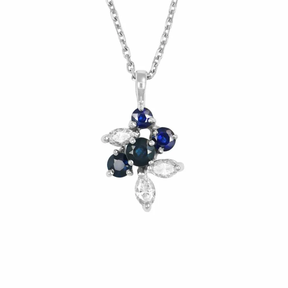 Pendentif Or blanc Saphirs et Diamants