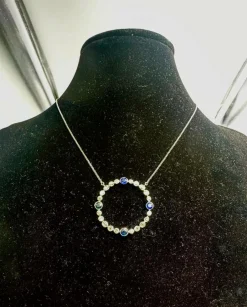 Pendentif Or blanc Saphirs Diamants