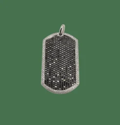 Pendentif or blanc serti de diamants noirs et blancs