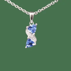 Pendentif or blanc tanzanite diamants