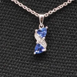 Pendentif or blanc tanzanite diamants