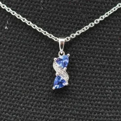 Pendentif or blanc tanzanite diamants