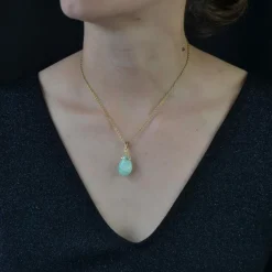 Pendentif or et amazonite