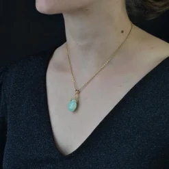 Pendentif or et amazonite