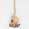 Pendentif Or et Email Bleu et Blanc