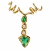 Pendentif or et émeraudes et diamants feuilles de vignes