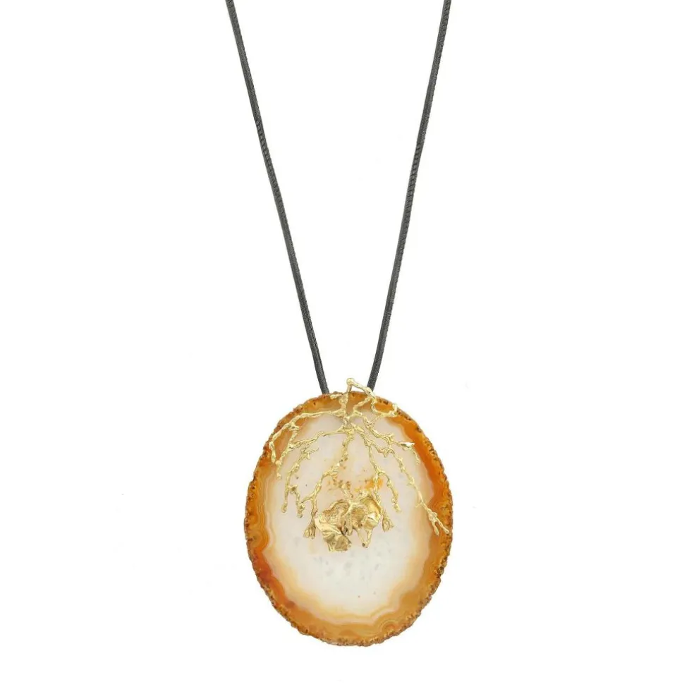 Pendentif or jaune agate