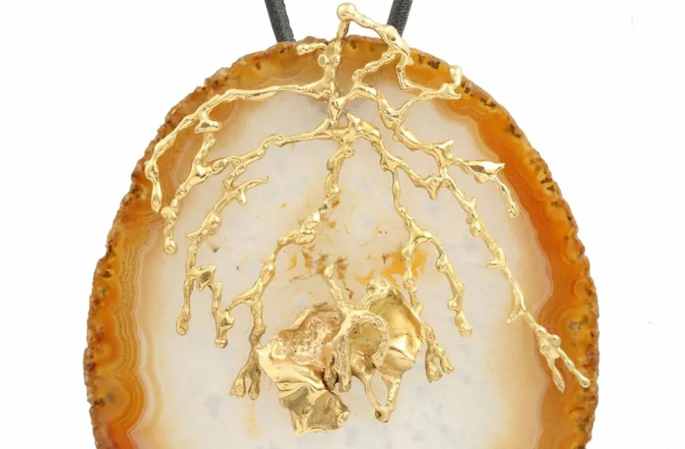 Pendentif or jaune agate