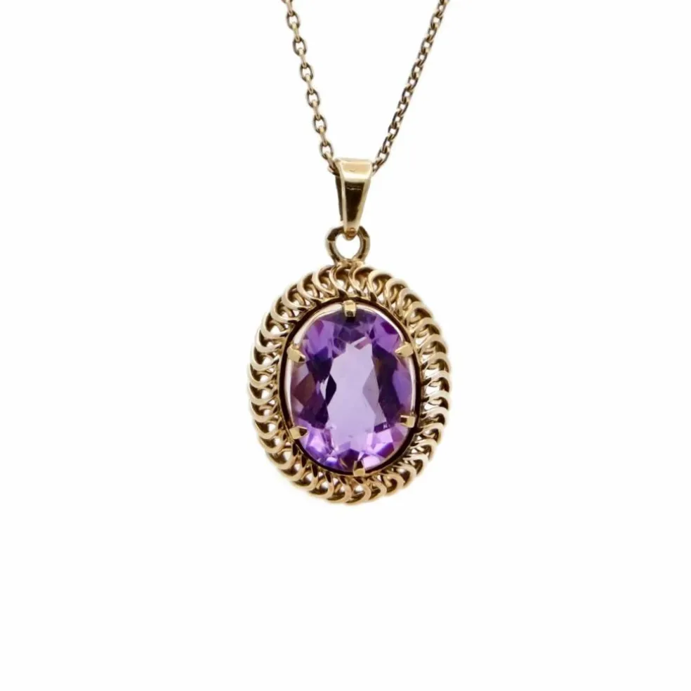 Pendentif Or jaune Améthyste ovale