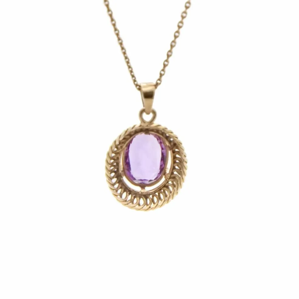 Pendentif Or jaune Améthyste ovale