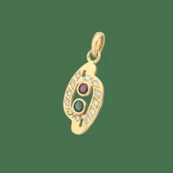 Pendentif or jaune, diamants, rubis et émeraude