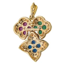 Pendentif Or jaune Diamant, Rubis, Saphir