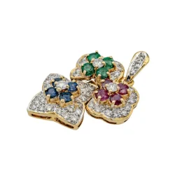 Pendentif Or jaune Diamant, Rubis, Saphir
