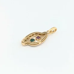 Pendentif or jaune, diamants, rubis et émeraude