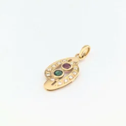 Pendentif or jaune, diamants, rubis et émeraude