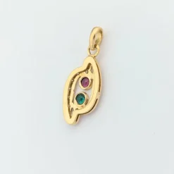 Pendentif or jaune, diamants, rubis et émeraude