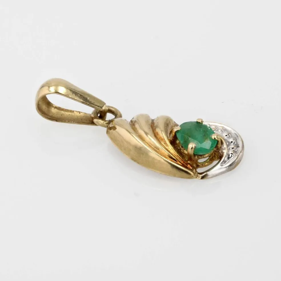 Pendentif or jaune d'occasion émeraude