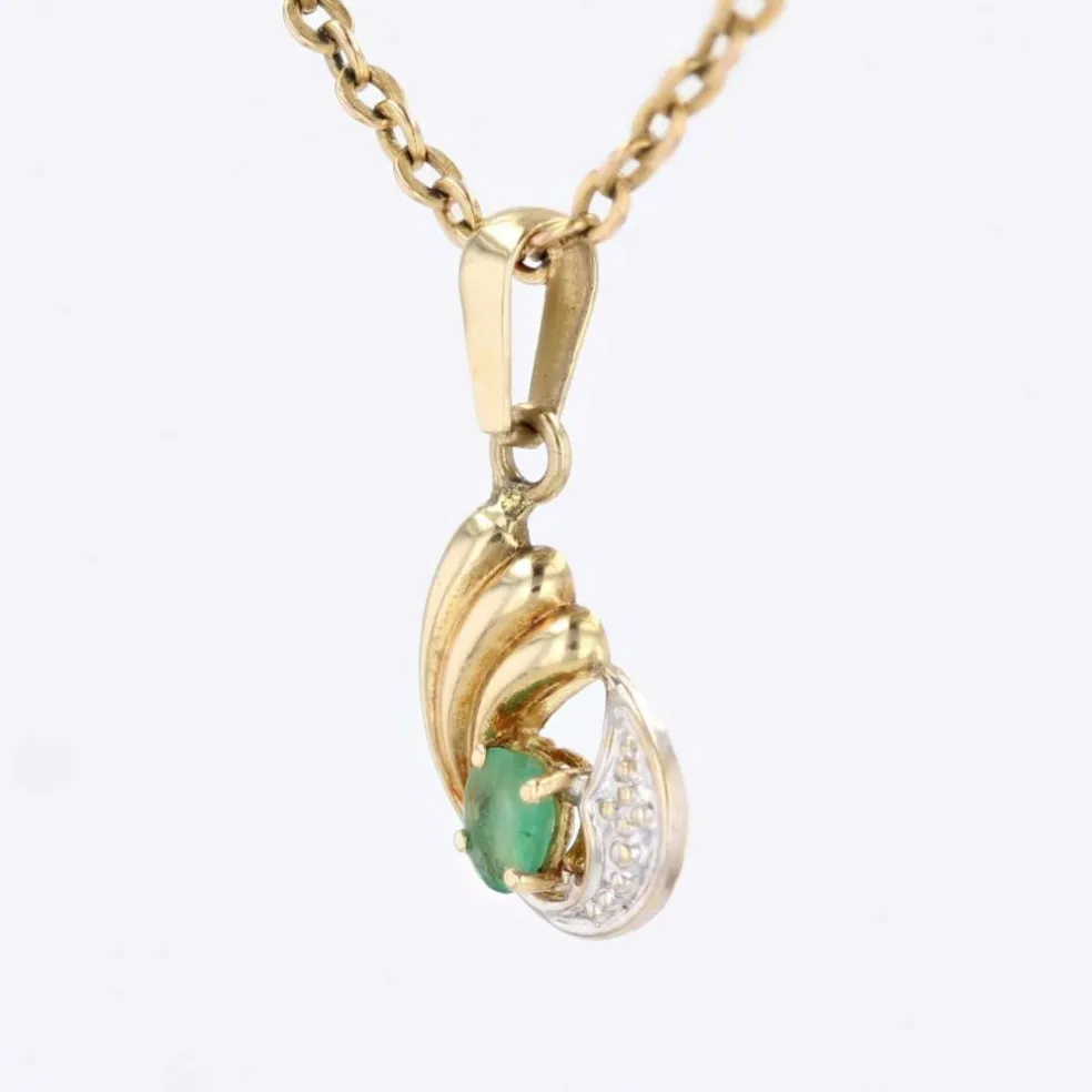 Pendentif or jaune d'occasion émeraude