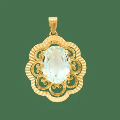 Pendentif or jaune et aigue-marine