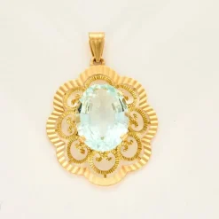 Pendentif or jaune et aigue-marine