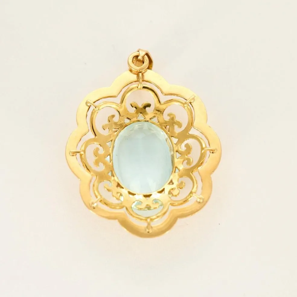 Pendentif or jaune et aigue-marine
