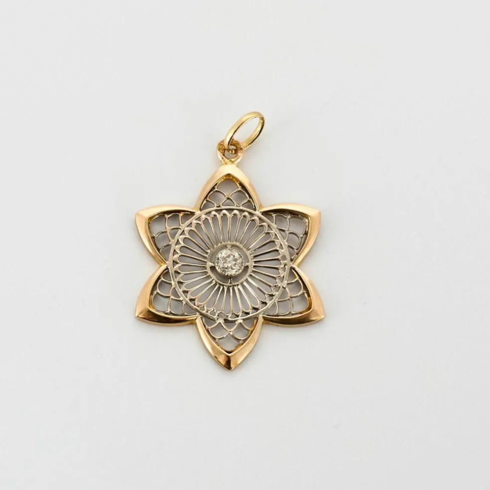 Pendentif or jaune et blanc diamant