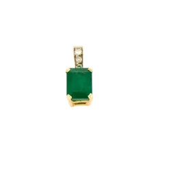 Pendentif or jaune et gris, diamants et émeraude