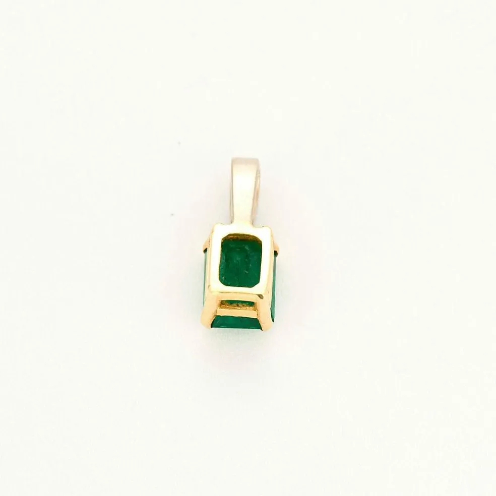 Pendentif or jaune et gris, diamants et émeraude