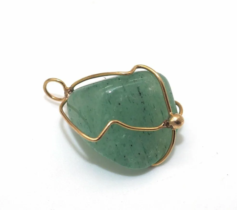 Pendentif or jaune et jade