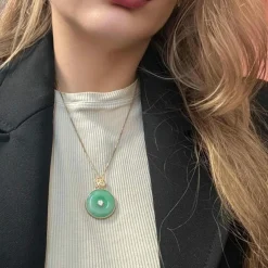 Pendentif or jaune et Jade